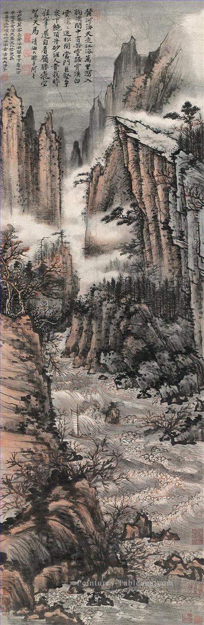 Shitao marée ancienne Chine encre Peintures à l'huile
